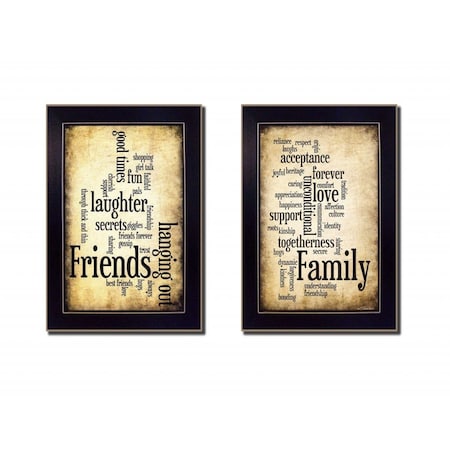 Homeroots Set Of Two Friends and Family Black Framed Print Wall Art, 2PK 405648