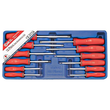 Genius Tools 12PC Tamperproof Star Screwdriver Set TX-512A