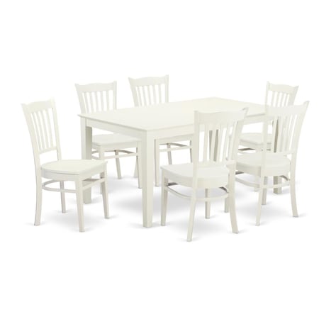 East West Furniture 7 Piece Dining Table Set, 7PK CAGR7-LWH-W