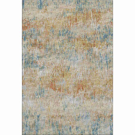 Homeroots 5' X 8' Gold Beige And Orange Abstract Washable Indoor Outdoor Area Rug 643572