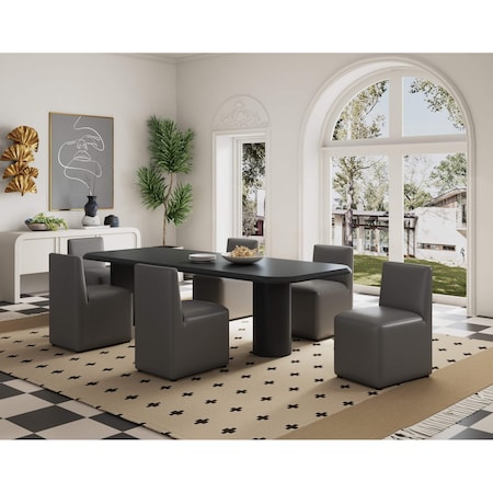 Manhattan Comfort Anna Square Faux Leather Dining Chair in Pewter - Set of 2 2-DC058-PE