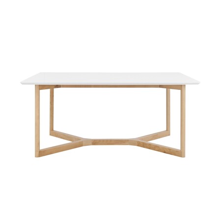 Homeroots 63" White and Natural Wood Frame Base Dining Table 654239