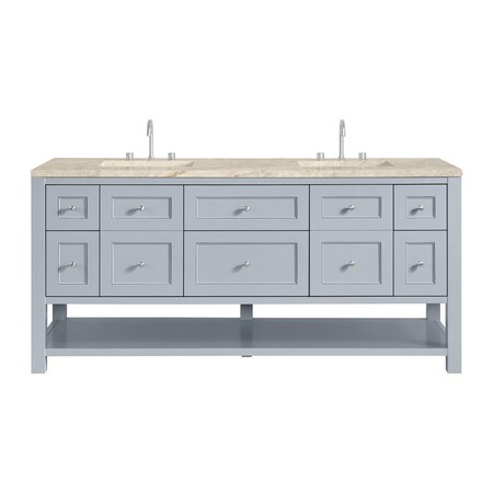 James Martin Vanities Breckenridge 72" Double Vanity, Serenity Blue, w/ 3 CM Tajnar Eclos Top 330-V72-SRB-3TJR