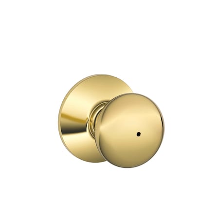 Schlage Plymouth Bright Brass Bed and Bath Knob Right or Left Handed F40PLY605