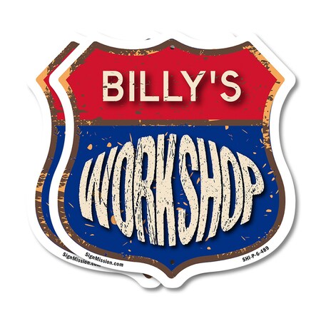 Signmission Billy's Workshop, 6 inch X 6 inch, Plastic Sign, 2PK SHI-P-2PACK-6-489-BILLY