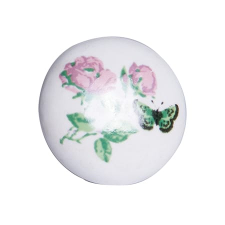 Homeroots Set of Eight Light Pink And White Ceramic And Metal Floral Drawer Pull Knobs, 8PK 544408