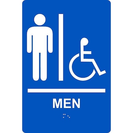 Accuform ADA Braile Restroom Sign, 9 in x 6 in PAD107BU