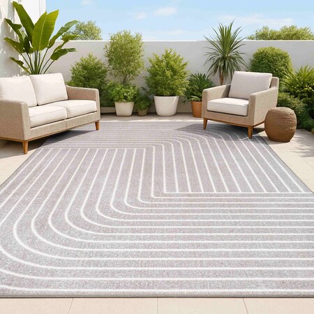 Jonathan Y Odense High-Low Minimalist Angle Geometric Gray/Ivory 5 ft. x 8 ft. Indoor/Outdoor Area Rug SCN101B-5