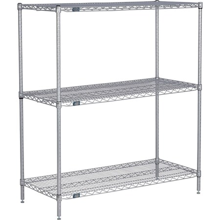 Global Industrial Nexel 3 Shelf, Nexelate Silver Epoxy Wire Shelving Unit, Starter, 72"W x 14"D x 54"H B3152122
