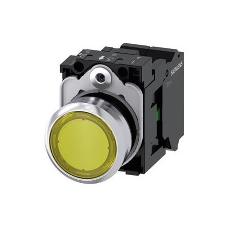 Siemens Illuminated pushbutton, 22 mm, round, metal, shiny, yellow 3SU1152-0AB30-3BA0-ZY15