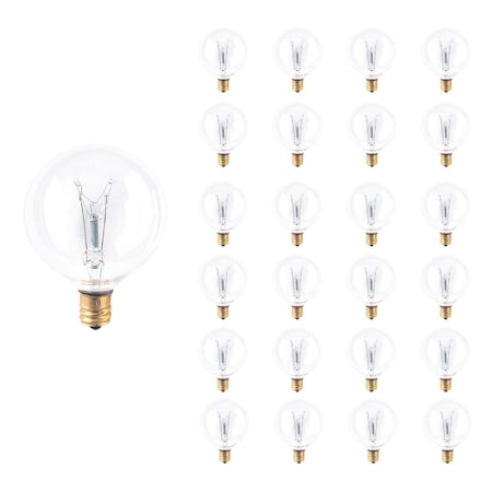 Bulbrite 15w G16.5 String Bulb Replacement Dimmable (E12) Candelabra Screw Base Incandescent Bulb, 2700K, 25PK 861613