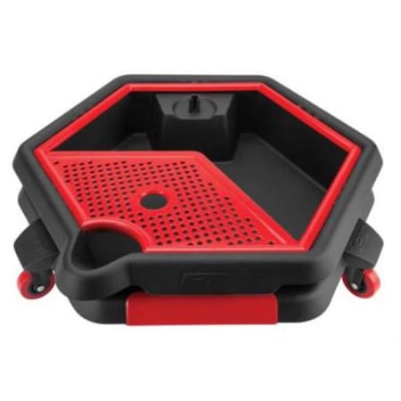 Performance Tool Performance Tool  2 in 1 Drain Pan Tool Caddy, Black & Red W4074