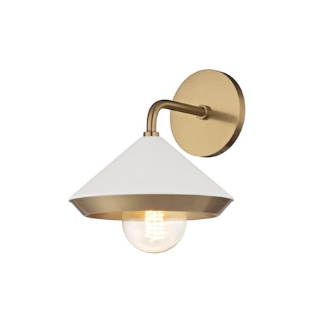 Mitzi Marnie 1 Light Wall Sconce 8.5 In. Aged Brass/Soft Off White H139101-AGB/WH