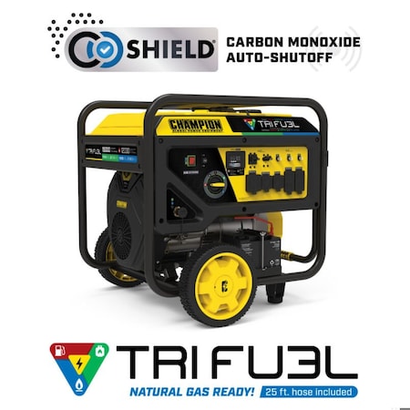 Champion Power Equipment Portable Generator, Gasoline/Natural Gas/Propane, Electric, Recoil Start, 120/240V AC 201161