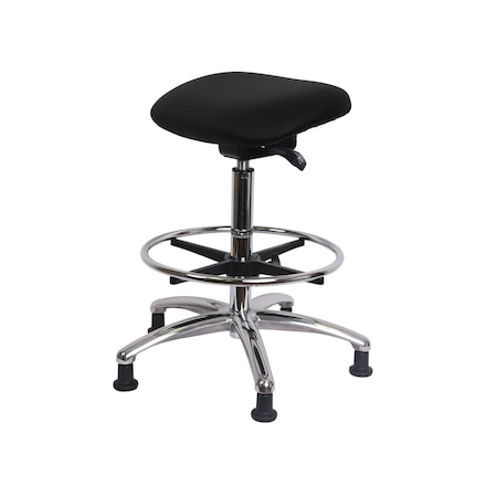 Blue Ridge Ergonomics Vinyl Sit-Stand Chrome-Standing Height with Chrome Foot Ring Stat Glides in Graphite Voyager Vinyl VSTSS-CR-CF-RG-2025
