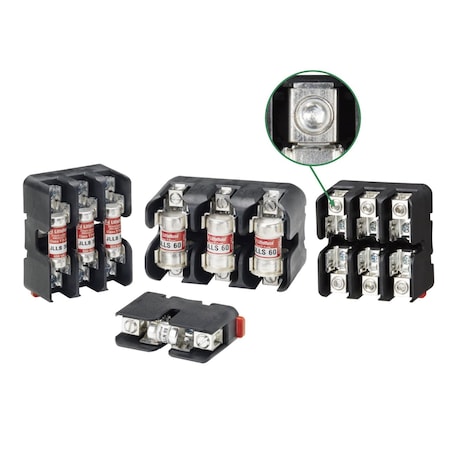 Littelfuse Open Fuse Block, 0 to 30A Amp Range, 600V AC/DC Volt Rating, 3 Poles, Box Lug LFT600303C