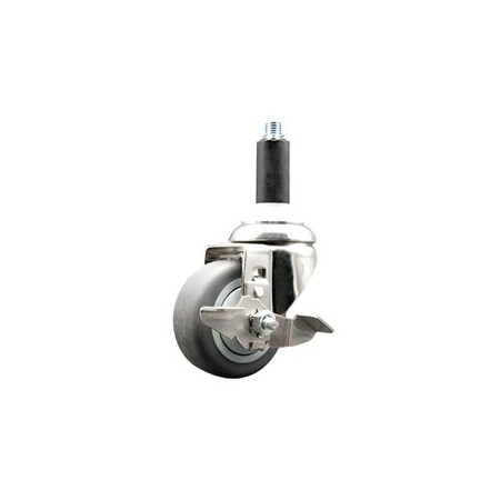 Service Caster 3 Inch 316SS Thermoplastic Rubber Swivel 1-1/8 Inch Expanding Stem Caster Brake SCC-SS316EX20S314-TPRB-TLB-118