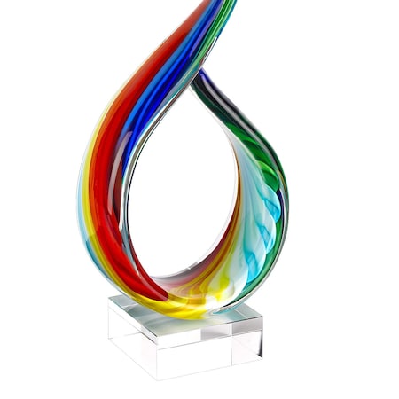 Homeroots 19" Rainbow Murano Glass Modern Abstract Tabletop Sculpture 376071