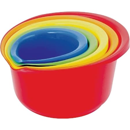 Chef Craft Mixing Bowl Set, 0.9, 1.5, 2.5, 4, 5.5 qt, Plastic, Assorted 21663