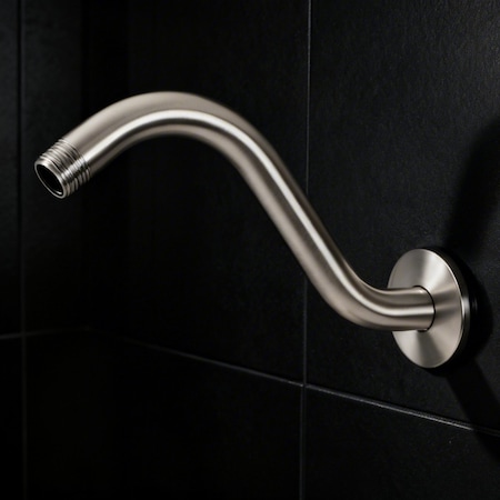 Supplygiant S Shaped Shower Arm with Flange 8 in Stainless Steel Wall 1/2 in Threaded Connector, Nickel Finish 74-TB0TG-O