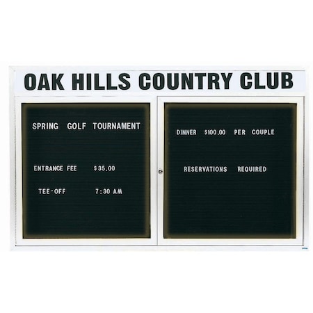 Aarco Illuminated Enclosed Letter Board Directory w/ Powder Coated White Al Frame and Header, 48''Hx72''W ADC4872HIW