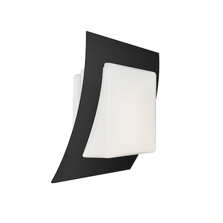 Besa Lighting Axis 10 Sconce, Opal/Black, 1x9W LED AXIS10-LED-BK