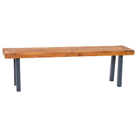Flash Furniture Natural Acacia Wood Bench with Black Flared Legs THB-B01322-NAT-GG