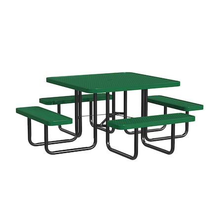 Leisure Craft Square Portable Picnic Table, Green, 46 in L T46SQP-GREEN