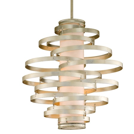 Corbett Lighting Vertigo 4 Light Chandelier 30 In. Modern Silver Leaf 128-44