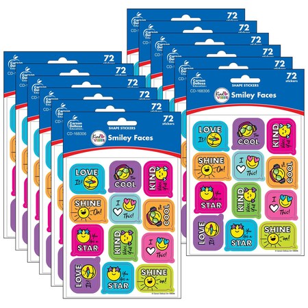 Carson Dellosa Kind Vibes Smiley Faces Shape Stickers, 72-Piece Set, 12PK 168306