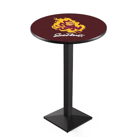 Holland Bar Stool Co 36" Blk Wrinkle Arizona State Pub Table, Sparky Logo, 36" dia. Top L217B3636ArizSt-S
