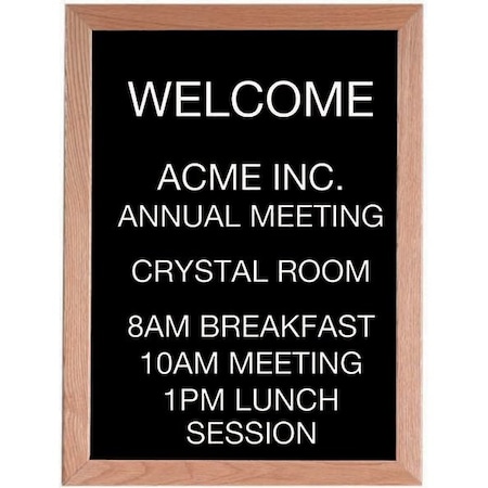 Aarco Open Faced Oak Framed Letter Board Message Center, 24''Hx18''W AOFD2418
