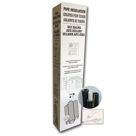 Quick R Pipe Insulation, 2-3/8 in ID x 3-3/8 in OD Dia, 6 ft L, Poly Foam w/2 glue strips 52381T