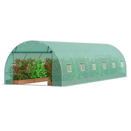 Vevor Walk-in Tunnel Greenhouse 29.2x9.7x6.5ft Galvanized Frame PE Cover Green 3×9×2m(6)G