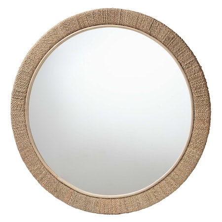 Bali & Pari Geralyn Japandi Natural Seagrass Round Wall Mirror 248-13814-ZORO