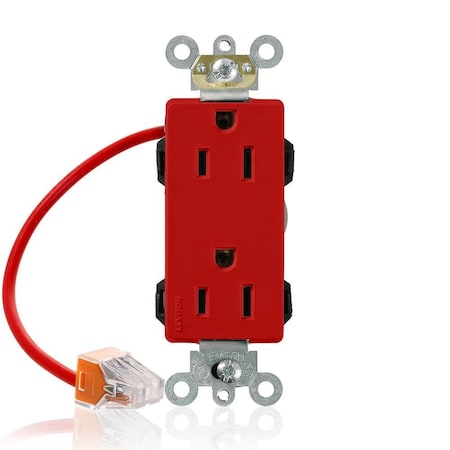 Leviton Straight Blade Receptacle, 5-15R, 15 A, 125V AC, Flush Mount, Self-Grounded M1626-SCR