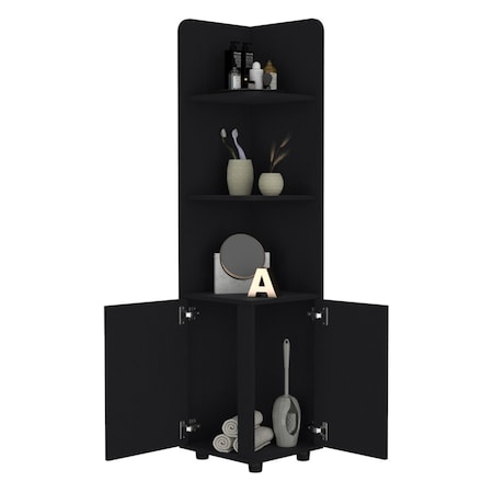 Homeroots 15" Black Wood Freestanding Bathroom Vanity 564774