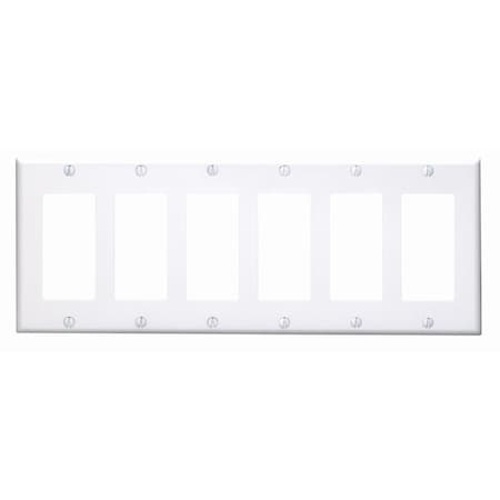 Leviton Decora Wallplate, Standard Size, Gang 6, White 80436-W