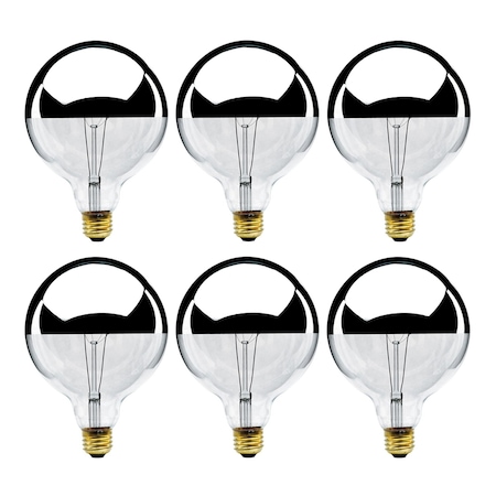 Bulbrite 60-Watt G40 Incandescent Light Bulb Medium Base (E26) Half Chrome 2700K, 6PK 862026