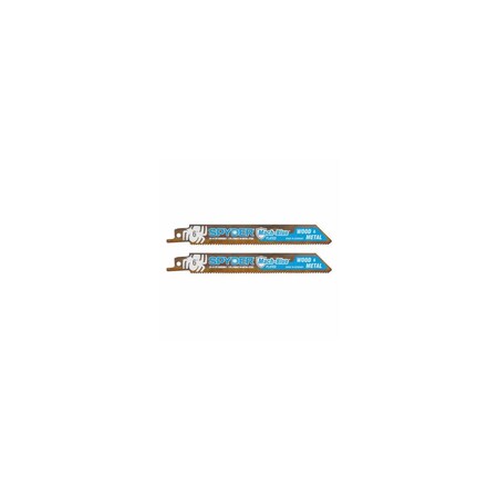 Sm Products Reciprocating Saw Blade, Mach-Blue, Bi-Metal, 6 in, 10/14 TPI, Wood/Metal Cutting, 2 PK 200319