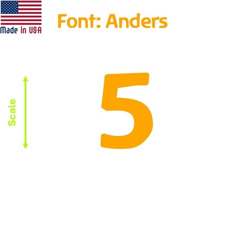 Aacc Self-Adhesive Vinyl Number: 5, Size: 14 cm. Color: Orange Font: Anders, 1 sticker AACC-Anders-N5-Orange-M14x1