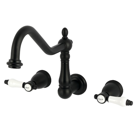 Kingston Brass Two-Handle Wall Mount Tub Faucet, Matte Black KS1020BPL