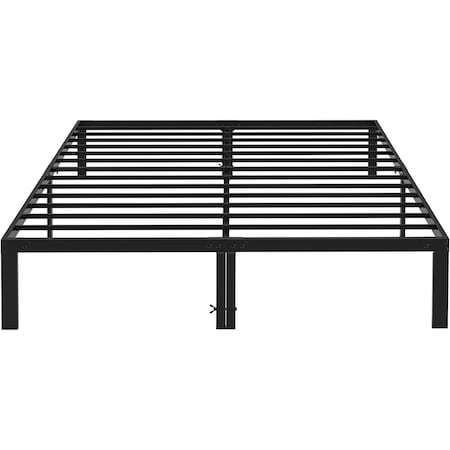 Simple Deluxe King Size Bed Frame, 14 Inch Platform Bed No Box Spring Needed, Sturdy Metal Bed Frame King Size, S 3A88FNBFRAKING14BLK