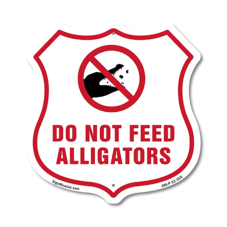 Signmission Alligator Warning Shield Sign Do Not Fee, 12 Inch X 12 Inch, Plastic Sign SHI-P-12-355