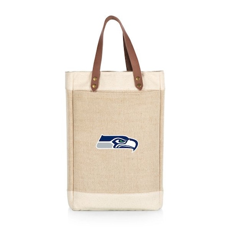 Picnic Time Family Of Brands Seattle Seahawks - Pinot Jute 2 Bottle Insulated Wine Bag, (Beige) 539-02-187-284-2