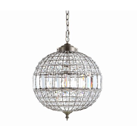 Jonathan Y Georgina 16" Crystal/Metal LED Pendant, Antique Brass JYL6110B