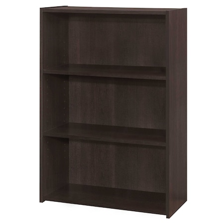 Homeroots 36" Espresso Wood Adjustable Three Tier Bookcase 355729