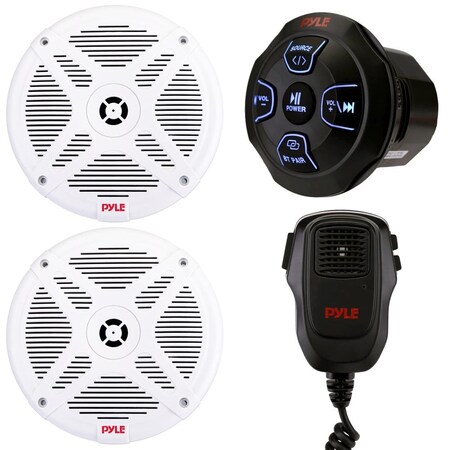 Pyle Marine Bluetooth Receiver Speaker Kit PLMRKT8WMIC