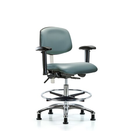 Blue Ridge Ergonomics Vinyl Clean Room Chair, Adjustable Arms BR-NCR-VMBCH-CR-T0-A1-CF-RG-8822