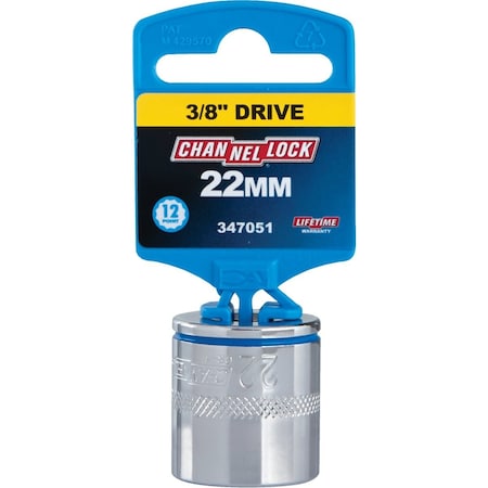Channellock 3/8'' Drive 22 mm 12-Point Shallow Metric Socket 347051